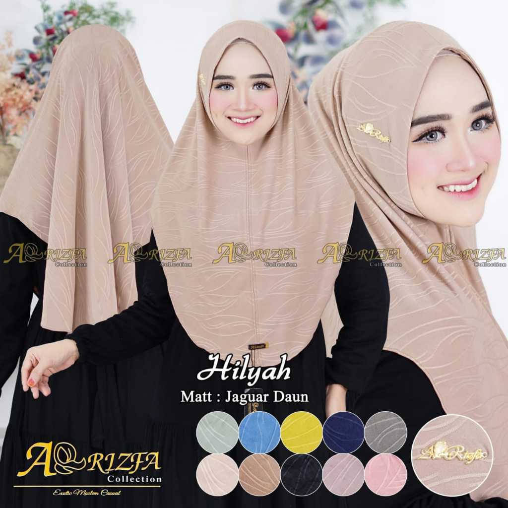 Hijab Instan Jilbab Bergo Simpel Hilyah Jersey Motif Jaguar Daun Ori Arrizfa
