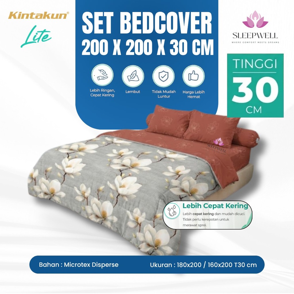 Kintakun Lite Set Bedcover + Sprei 200x200 Tinggi 30 Cm - New Motif Super Xtra King USHOP