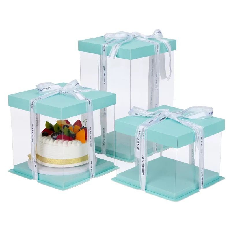 Promo Murah CAKE BOX KOTAK MIKA VIRAL TIKTOK SIZE 26 CM DAN 30 CM NO PITA BOX TRANSPARAN KOTAK KUE M