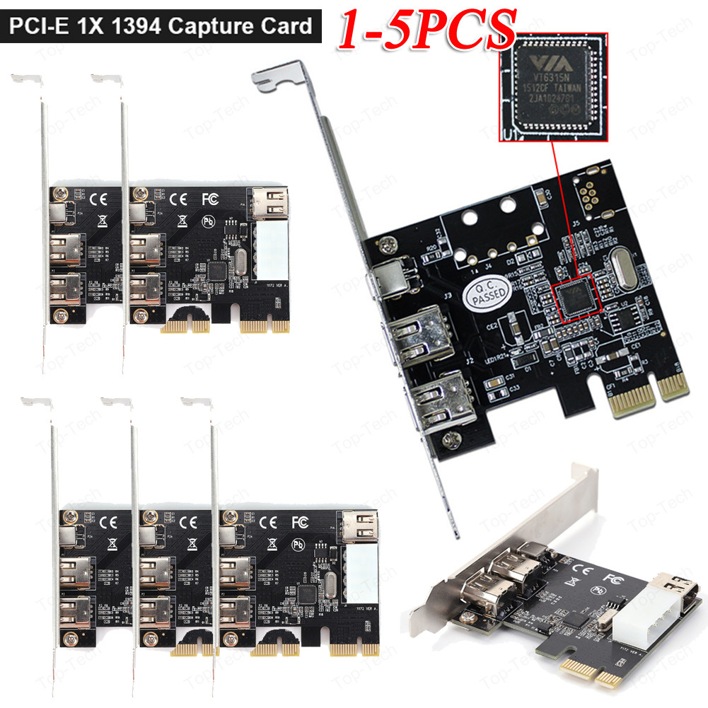 PCI-E 1X to 16X 1394 DV Video capture Card with 6 Pin to 4 Pin Firewire Adapter Desktop Computer 3 P