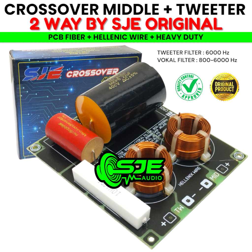 CROSSOVER TWEETER VOKAL 2 WAY SJE PCB FIBER HELLENIC WIRE - CROSSOVER 2 WAY SJE TWETER VOCAL MIDLE M