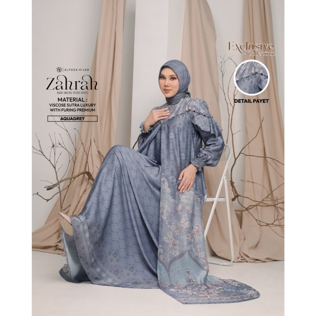 GAMIS LEBARAN PREMIUM ZAHRAH MIDI DRESS EXCLUSIVE COLLECTION - Alfasa Hijab