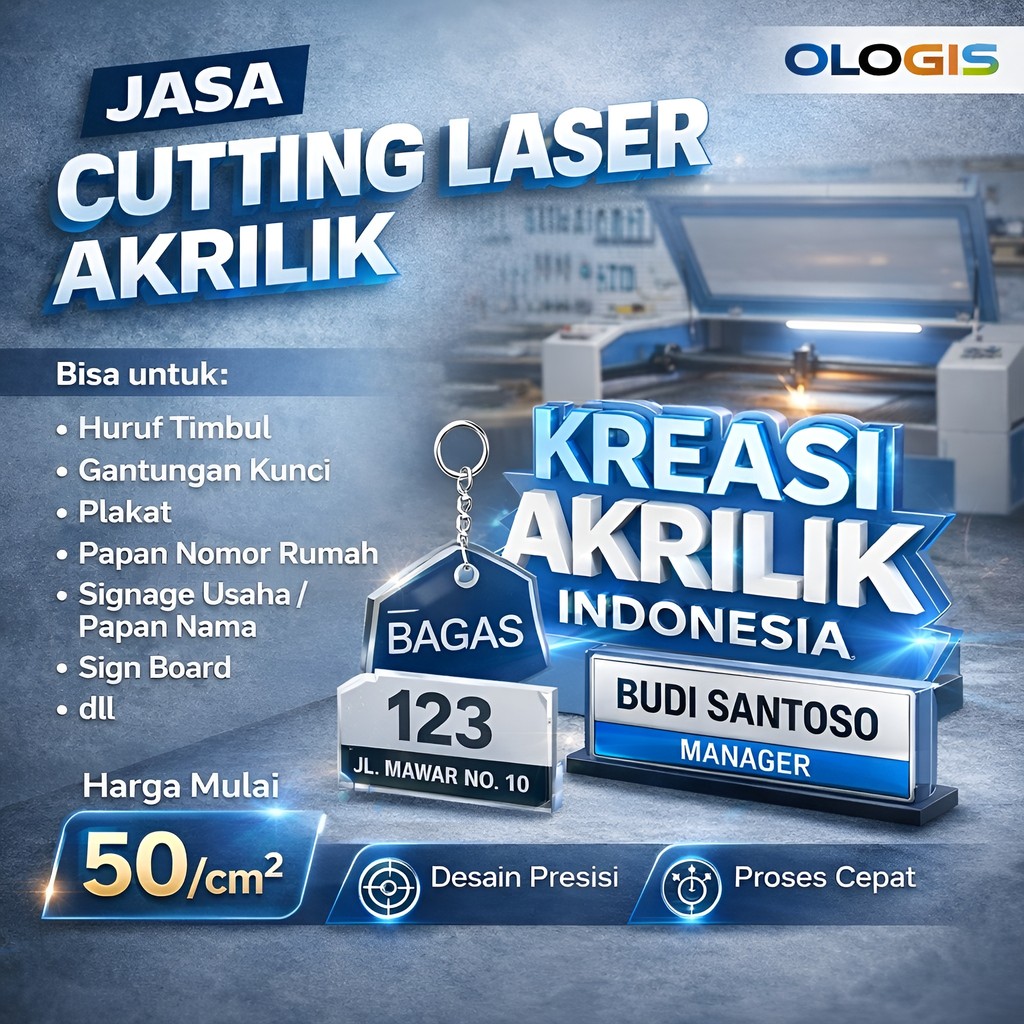 (CUSTOM) Jasa Potong Laser Cutting Akrilik Bening Putih Susu Hitam 2mm 3mm Grafir Engraving Acrylic