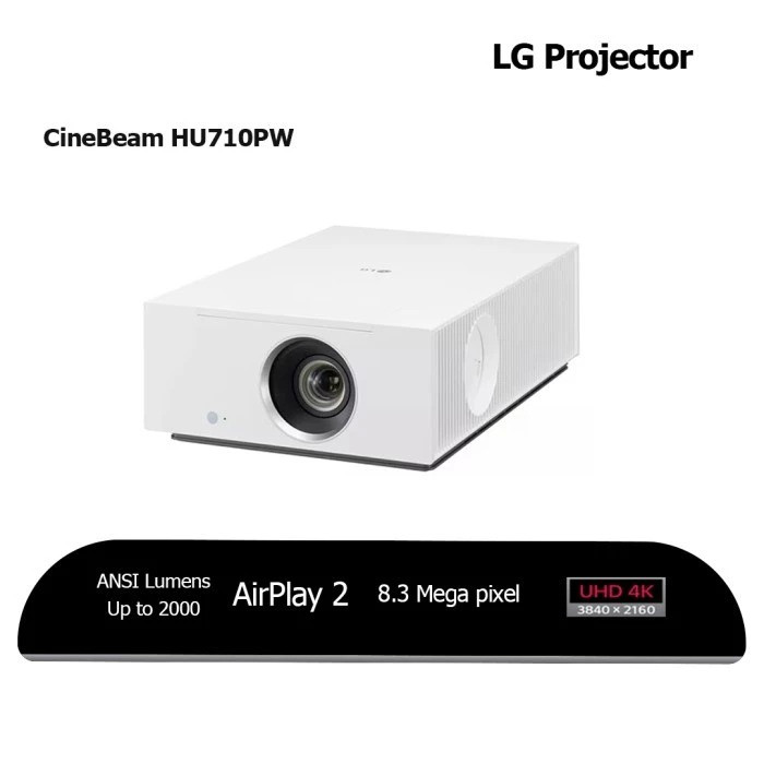 LG Cinebeam HU710PW Projector Laser 4K UHD Hybrid Smart Home Cinema Up to 300-inch Screen and webOS