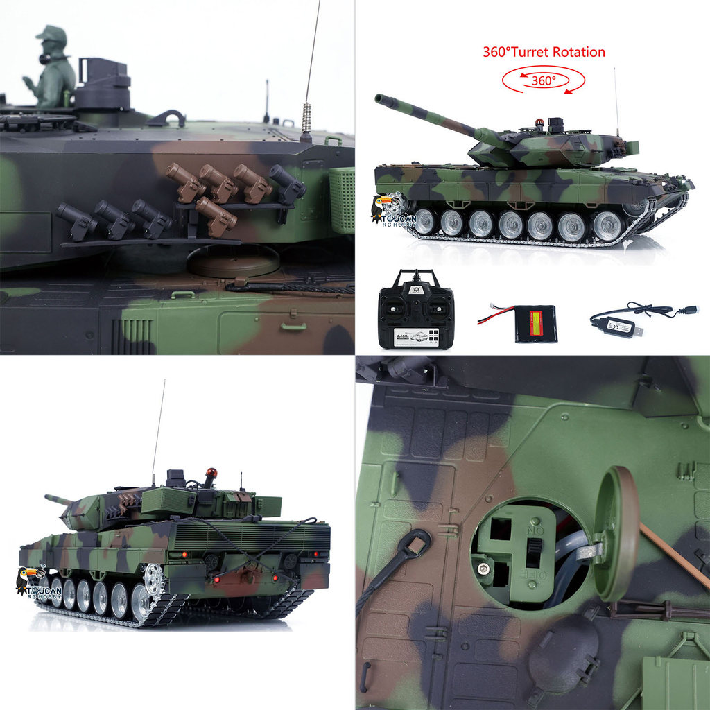 New 1/16 7.0 Remote Control Tank Leopard2A6 3889 Full Metal assis Model IR Barrel Recoil Steel Gearb