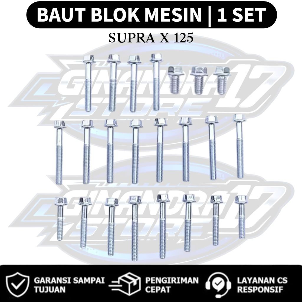 Baut Blok Mesin 1 SET Honda Supra X 125 lama / Baut Blok Mesin 1SET Motor Supra 125 lama