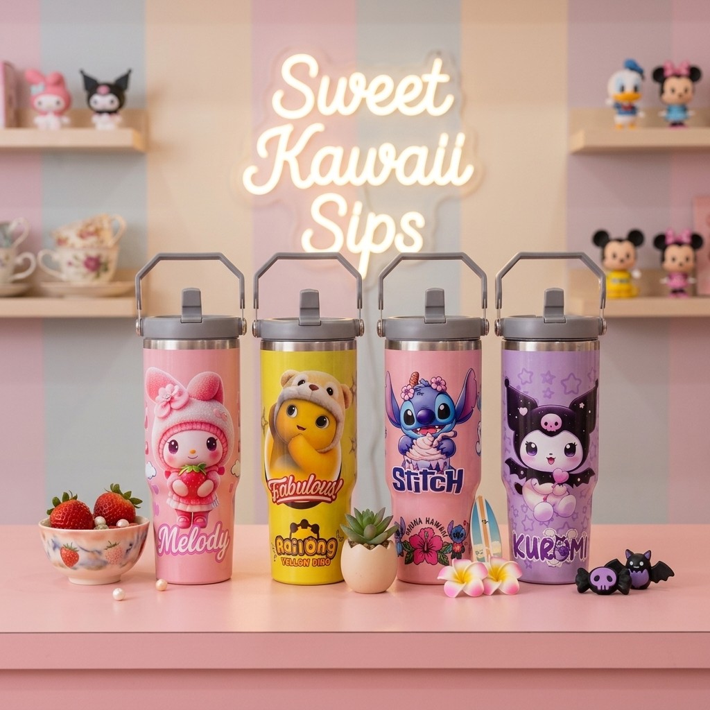[NEW] AR Tumbler Full Print Karakter Kartun Botol Minum 890ml Tahan Panas Dingin Design Karakter Tum