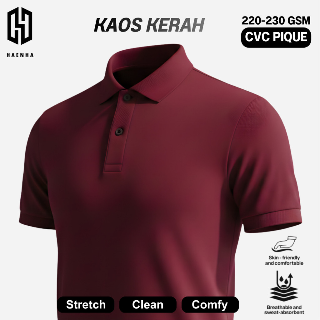 HAENHA Kaos Kerah CVC Pique Slim Fit
