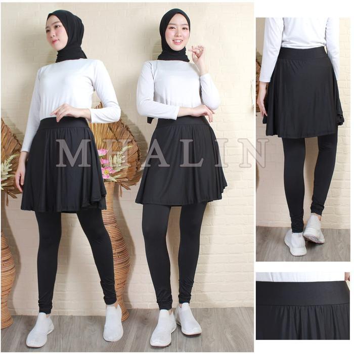 Legging rok senam Syar"i MuSlimah / legging Rok Senam / Legging Rok Payung Polos Celana - HITAM, STA