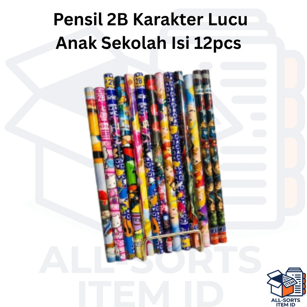 Pensil 2B Karakter Lucu Anak Sekolah Isi 12pcs
