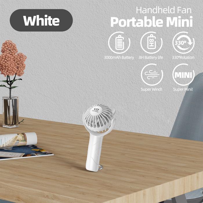 GOOJODOQ Kipas Angin Mini Genggam Cute /Mini Fan Portable Kipas Angin - New White