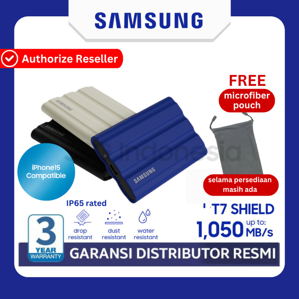 Samsung SSD T7 / T7 SHIELD Portable SSD 1TB / 2TB / 4TB SSD External SSD Eksternal SSD Samsung WD SS