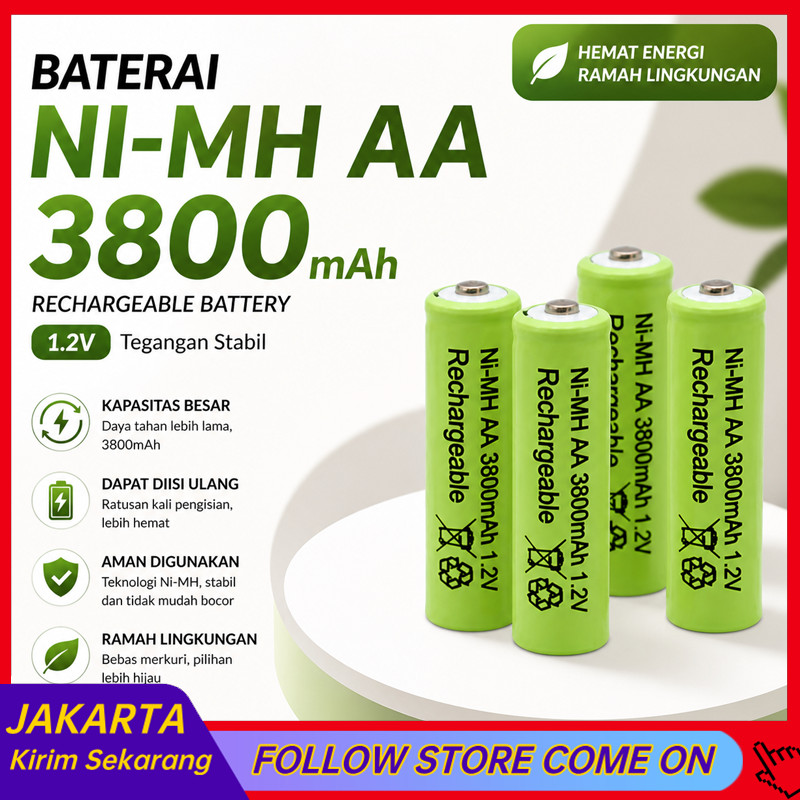 Baterai AA Battery Cas Rechargeable aa battery 1.2v/1.5v 100% label baru 3800 MAH baterai isi ulang