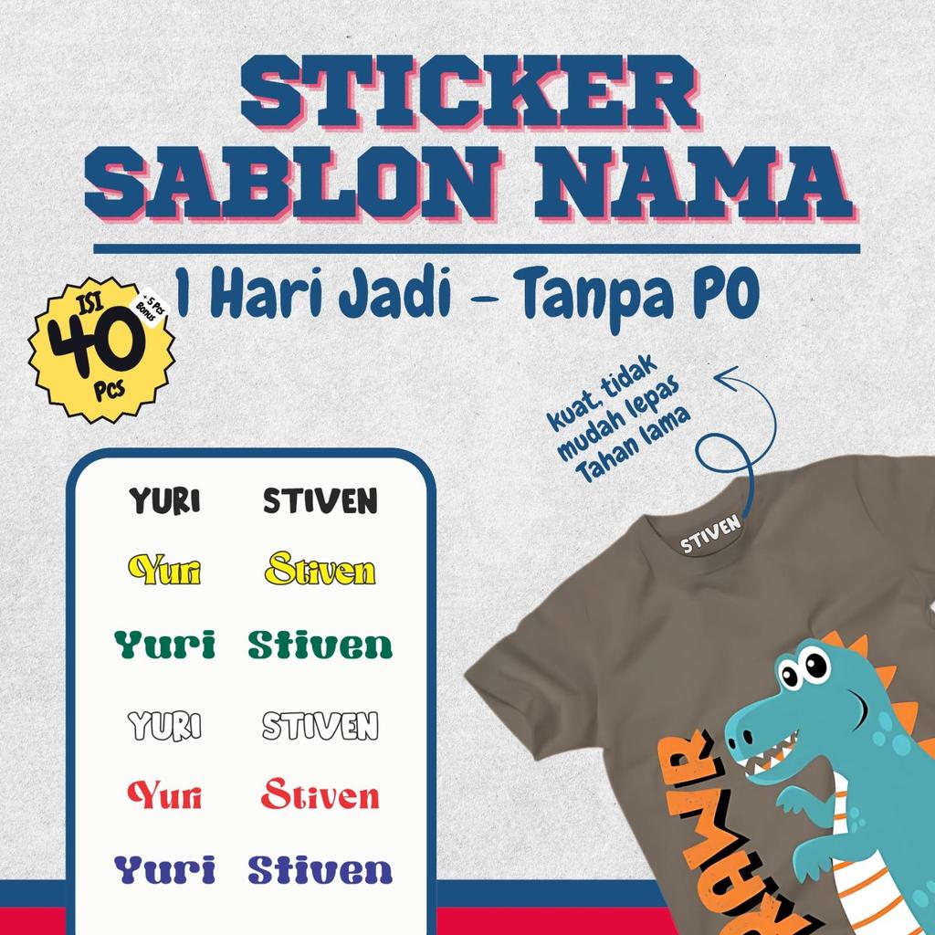 FICA - Label Nama Stiker Nama Anak Tanpa Background Untuk Menamai Baju di Pondok dan Seragam Sekolah