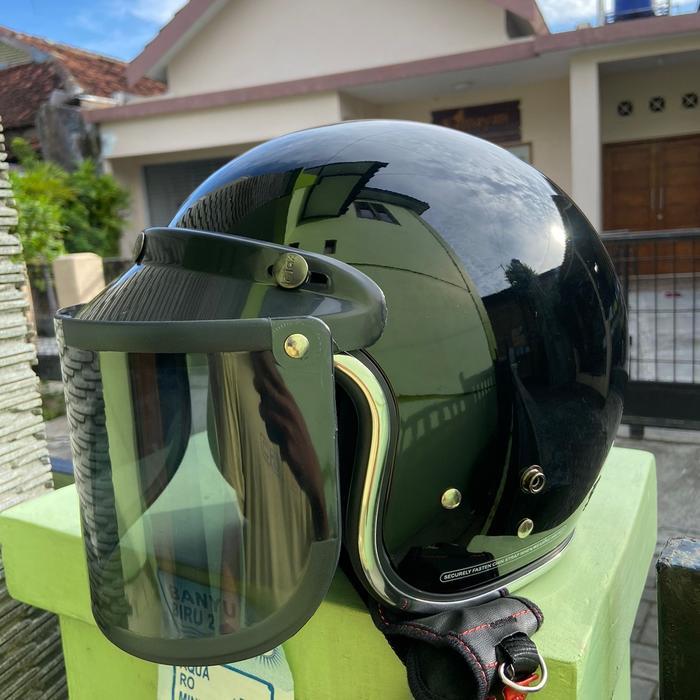 Kaca Helm ORI Datar, Flat, Cembung - Hitam smoke