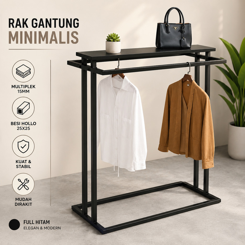 Rak Baju Patung Display Butik Full Hitam