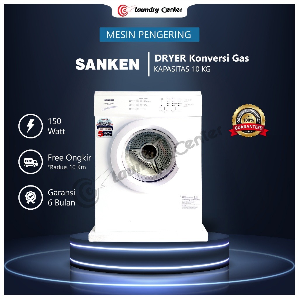 MEGASALE Dryer Pakaian Sanken 10 Kg Konversi Gas Hemat Listrik