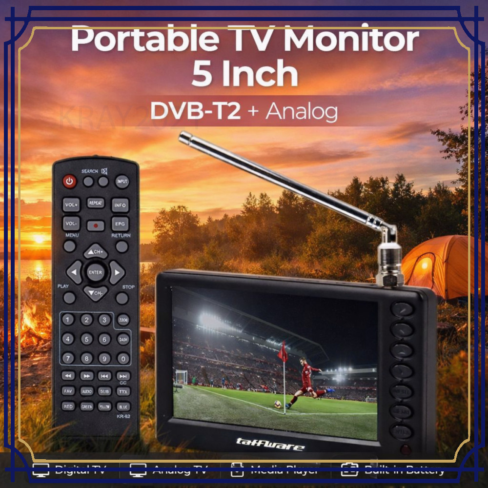Portable HD TV Monitor 5 Inch DVB-T2 + Analog TV617