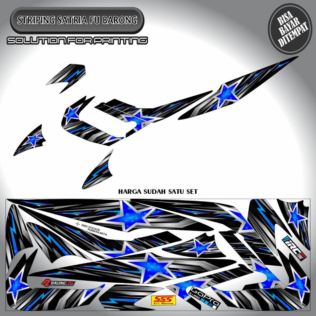 Striping Variasi Sticker Satria Fu Barong Motif Bintang