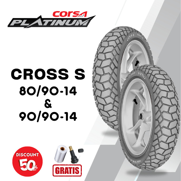 SEPASANG Ban Motor CORSA CROSS S 80/90 & 90/90 RING 14 Tubeless