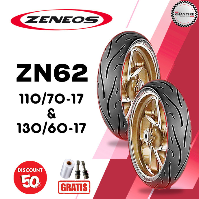 SEPASANG Ban Motor ZENEOS ZN62 110/70 & 130/60 RING 17 Tubeless