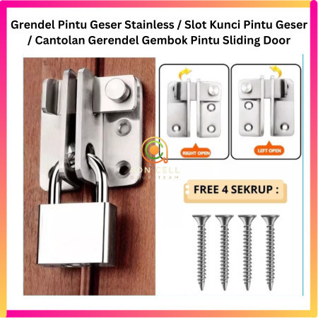 Grendel Pintu Geser Stainless / Slot Kunci Pintu Geser / Cantolan Gerendel Gembok Pintu Sliding Door