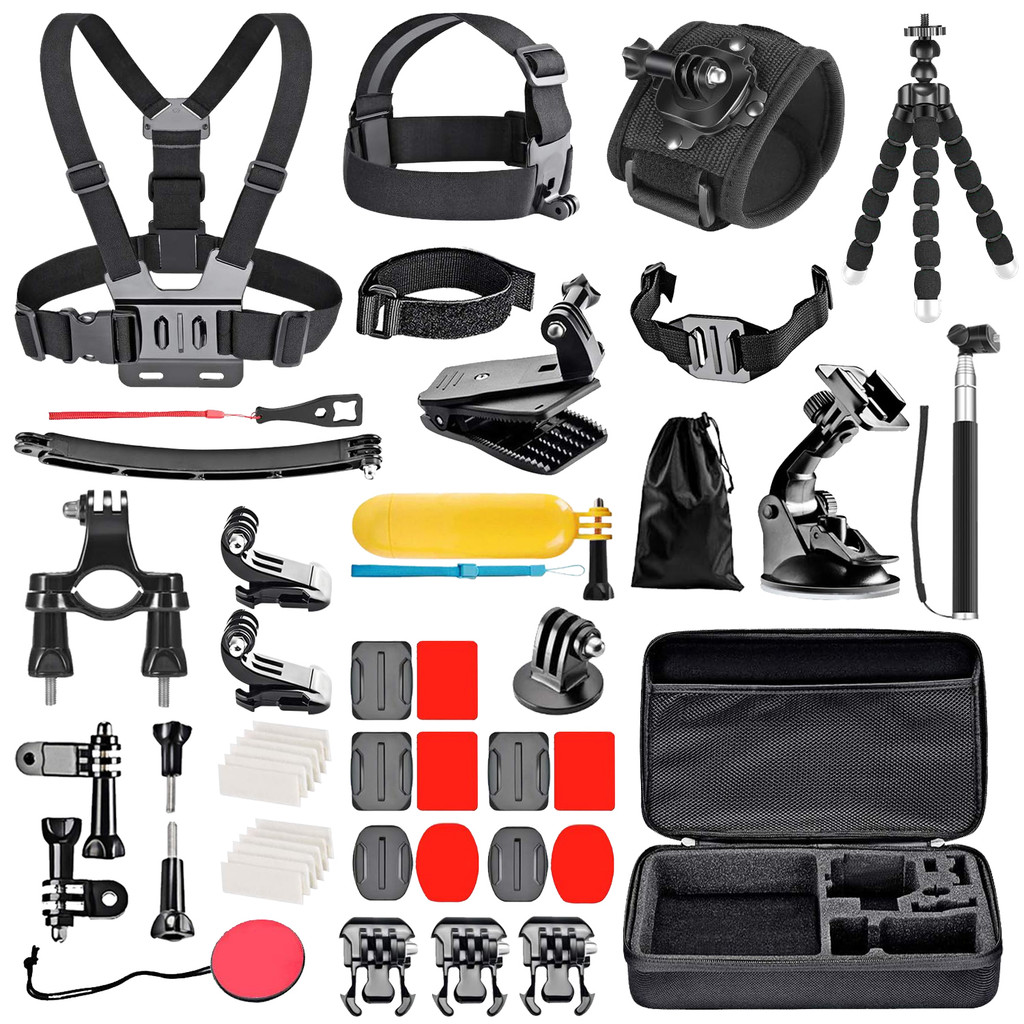 Pro 50-in-1 Adventure Kit for GoPro 13/12/11, DJI Action 5/4, ta360 Ace - 360° Bike/Helmet/est Mount