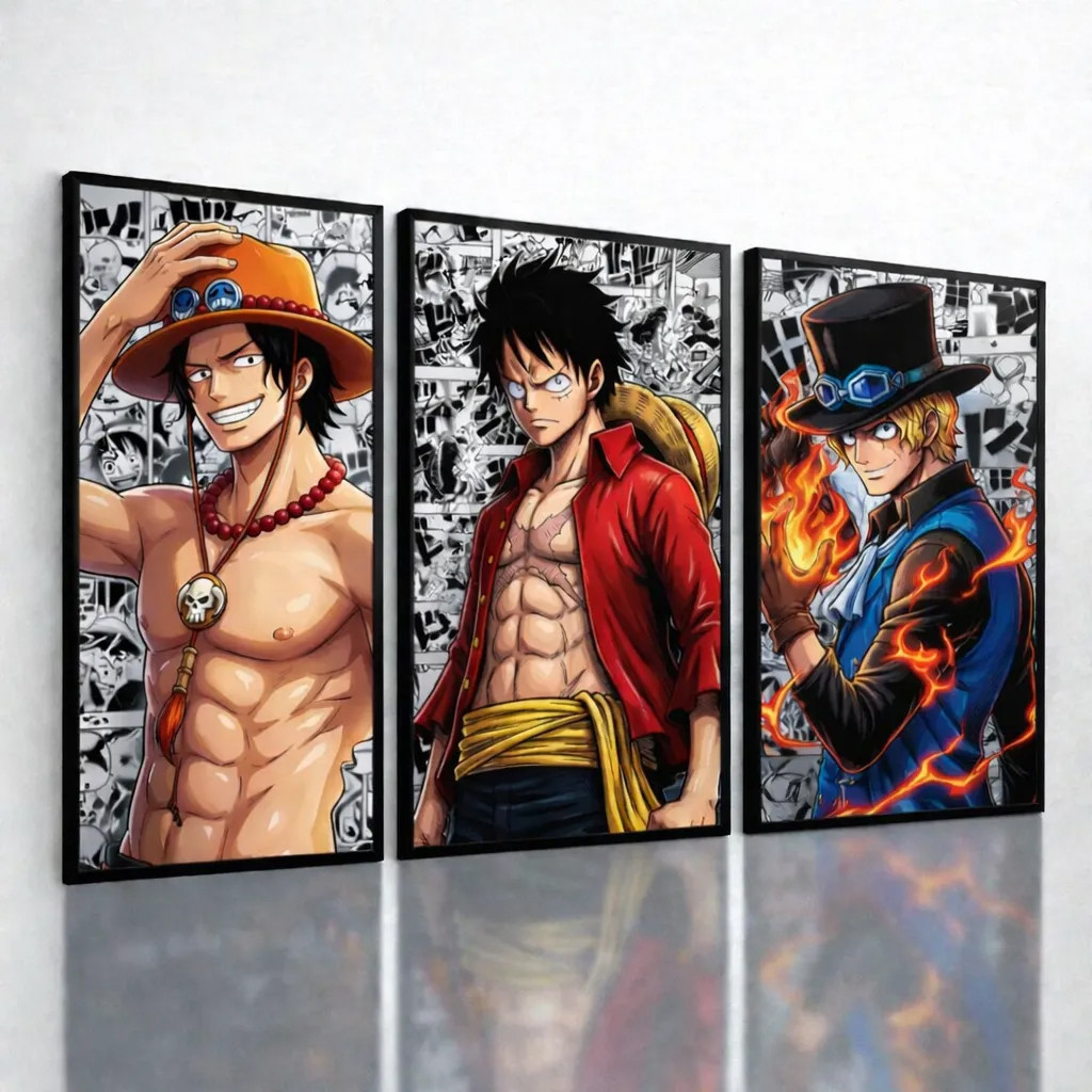 Hiasan Dinding Lukisan Dekor Poster Buronan Anime One Piece Set 3 Hiasan Dinding Luffy Zoro Sanji Lu