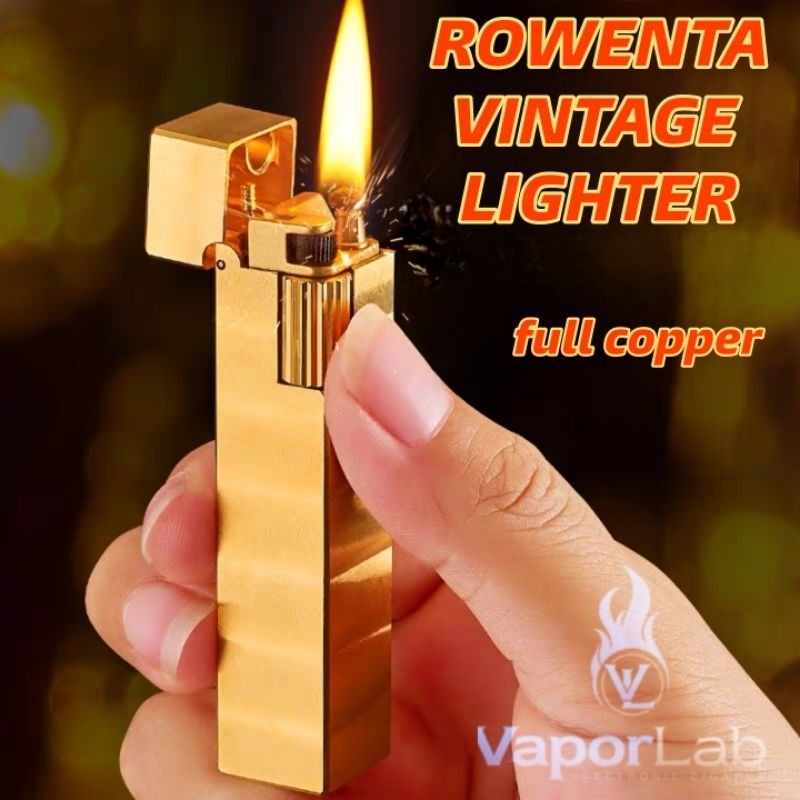 korek api premium minyak sumbu classic ROWENTA original vintage copper brass oil lighter gift box ||