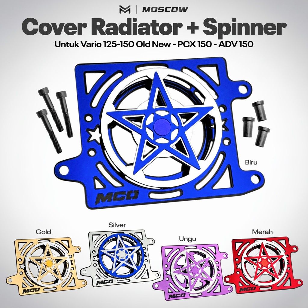 COVER RADIATOR SPINER MOSCOW AKRILIK TEBAL 3 MM BINTANG SERIES TWO TONE MOTOR ALL VARIO OLD NEW 125 