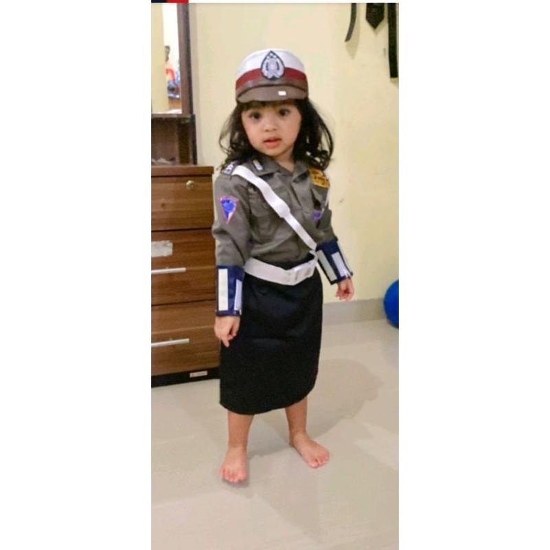 NASRIJAL BAJU POLISI ANAK PEREMPUAN//BAJU SERAGAM POLWAN ANAK SETELAN ROK DAN CELANA/KOSTUM KARNAVAL
