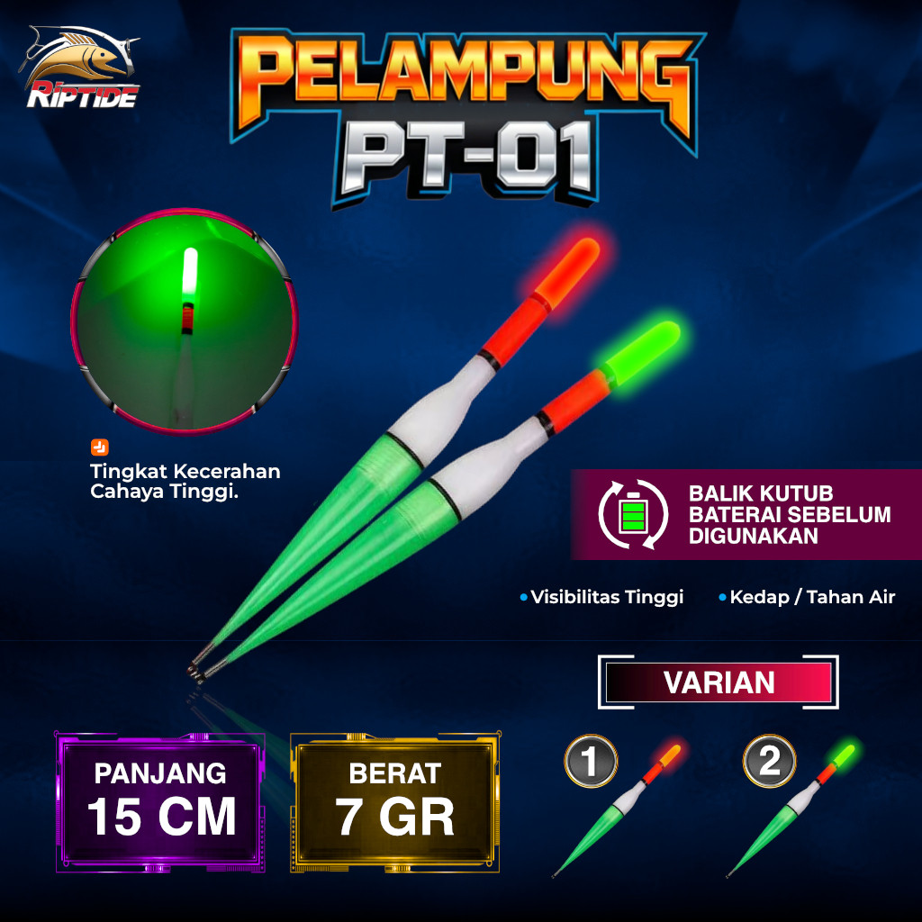 RIPTIDE PELAMPUNG PT-01 ELEKTRIK LED 15CM ANTI AIR VISIBILITAS TINGGI PELAMPUNG PANCING, PELAMPUNG E