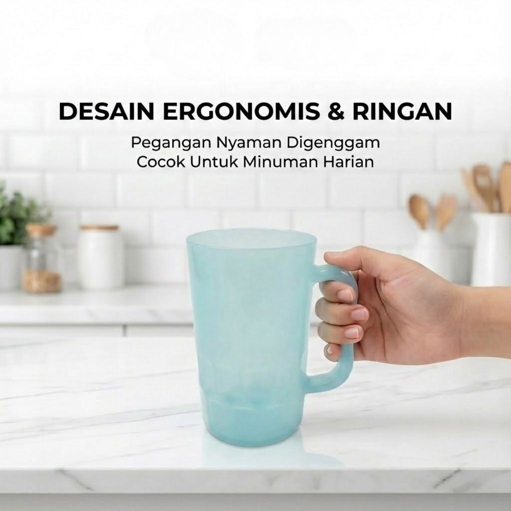 Cangkir Gelas Plastik / Gelas Es Teh / Gelas Bir / Gelas Kecil Gagang - Mug Minum Tahan Panas