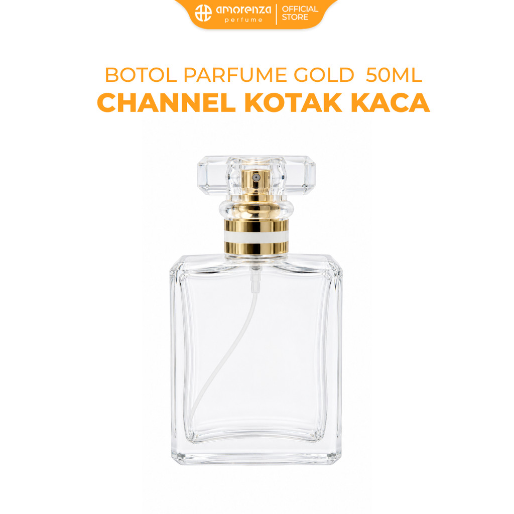 Botol Parfume Gold Chennel Kotak 50ml Botol Kaca - Ulir - Type satuan - Amorenza