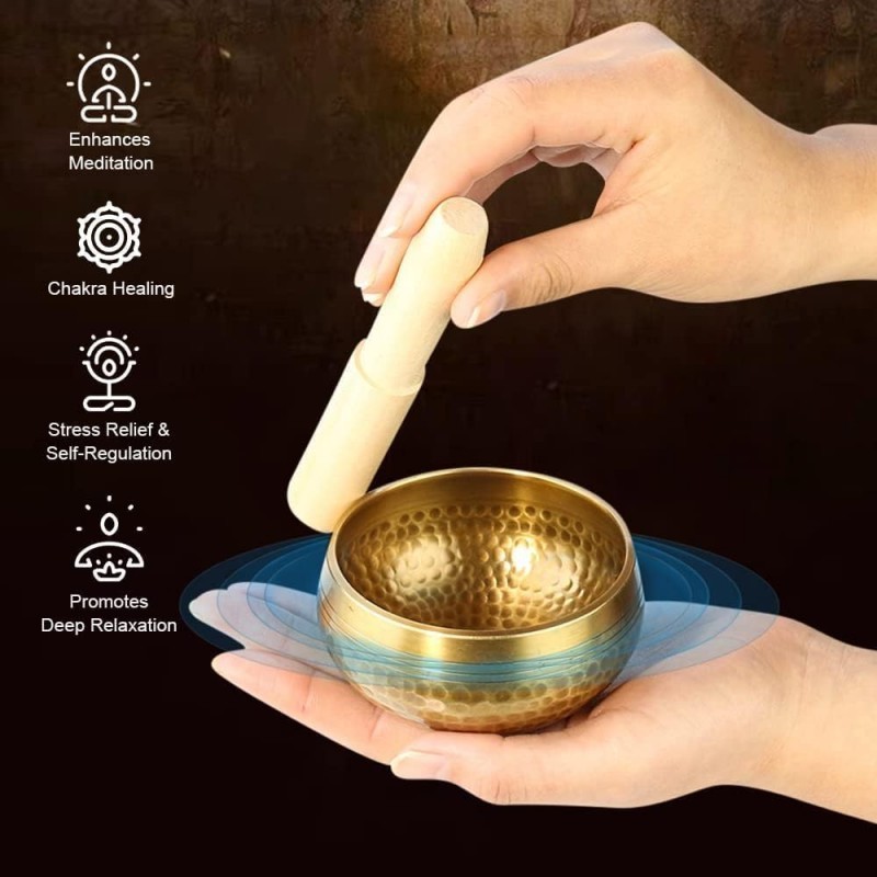 Singing Bowl Tibetan Nepal Lonceng Tibet Buddha Healing Bowl Meditasi Yoga Spiritual