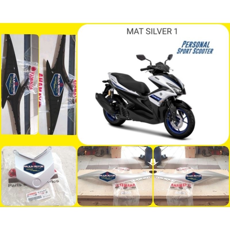 cover body halus,paket body halus 5PC bagian belakang aerox155 AEROX 155 silver hitam original yamah