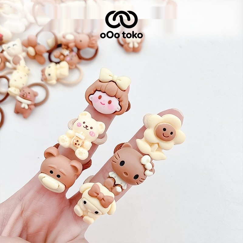 oOo toko Set Ikat Rambut Anak Aksesoris 10 Pcs Motif Beruang Karakter Lucu Bahan Lembut Aman Untuk H