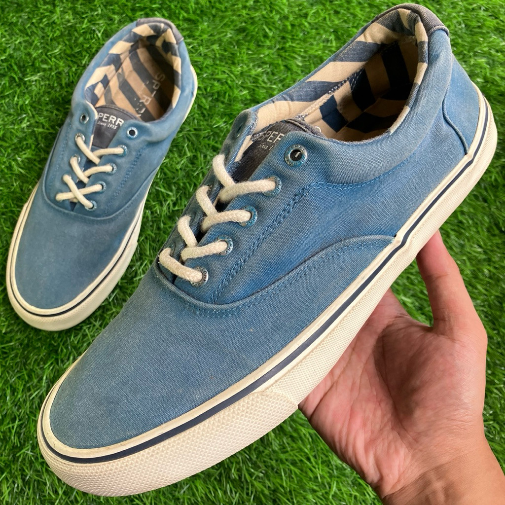 Sepatu Sperry Low Blue Canvas sneakers shoes ukuran 44