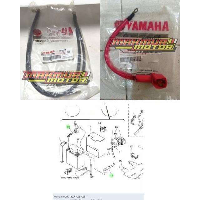 KABEL AKI PLUS MINUS YAMAHA R25 PART ORIGINAL YAMAHA