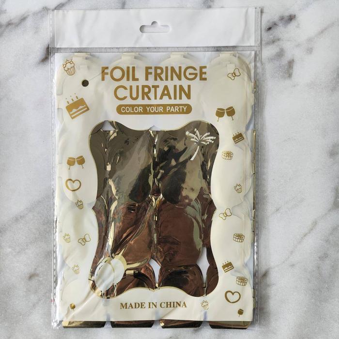 Promo Murah Tirai Foil Ulang Tahun BULAT / Rumbai Pesta Warna Warni / Curtain Foil Lingkaran - Gold 