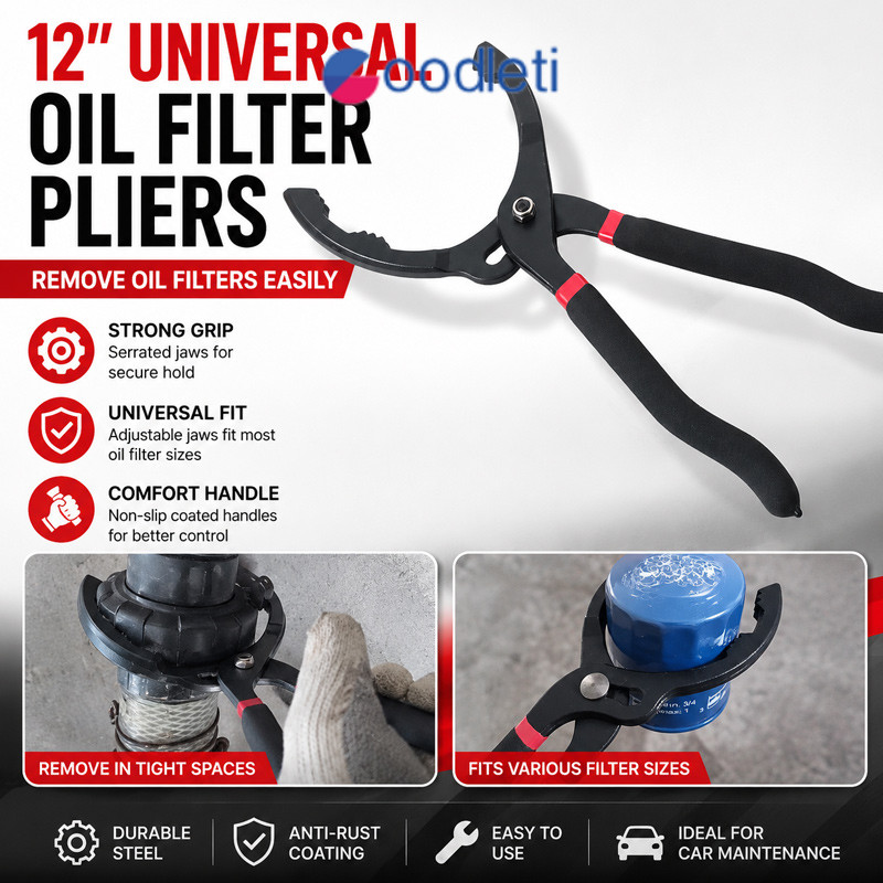 Tang Filter Oli Universal 12 Inci, Kunci Pas, Alat Pelepas Filter Oli Mesin, Pemasangan dan Pelepasa