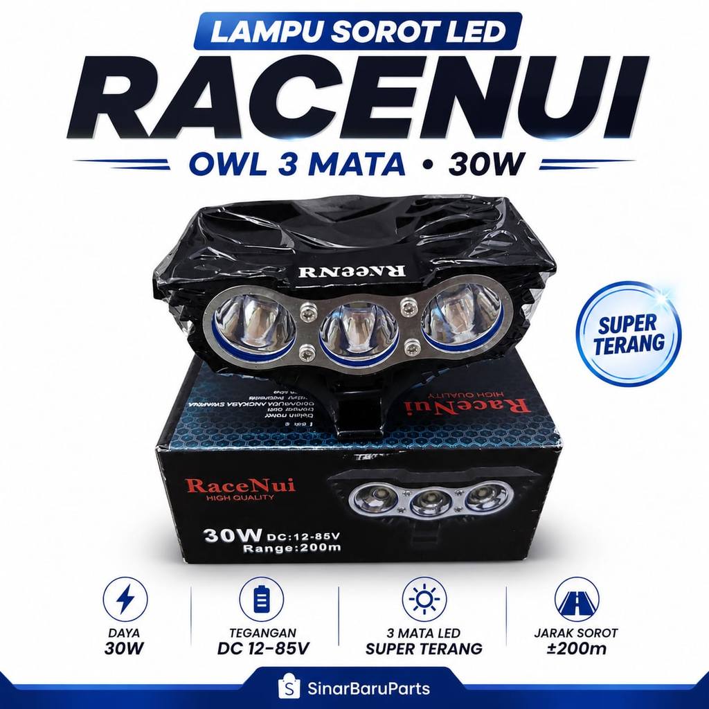 Lampu tembak owl 3 mata dan 2 mata lampu sorot racenui led 3mata dan 2 mata owl rx king byson univer
