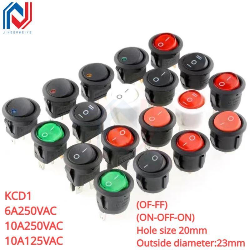 2PCS ONOFF Round Rocker Switch LED illuminated Car Dashboard Dash Boat Van 12V 24V  6A 250V  10A 125