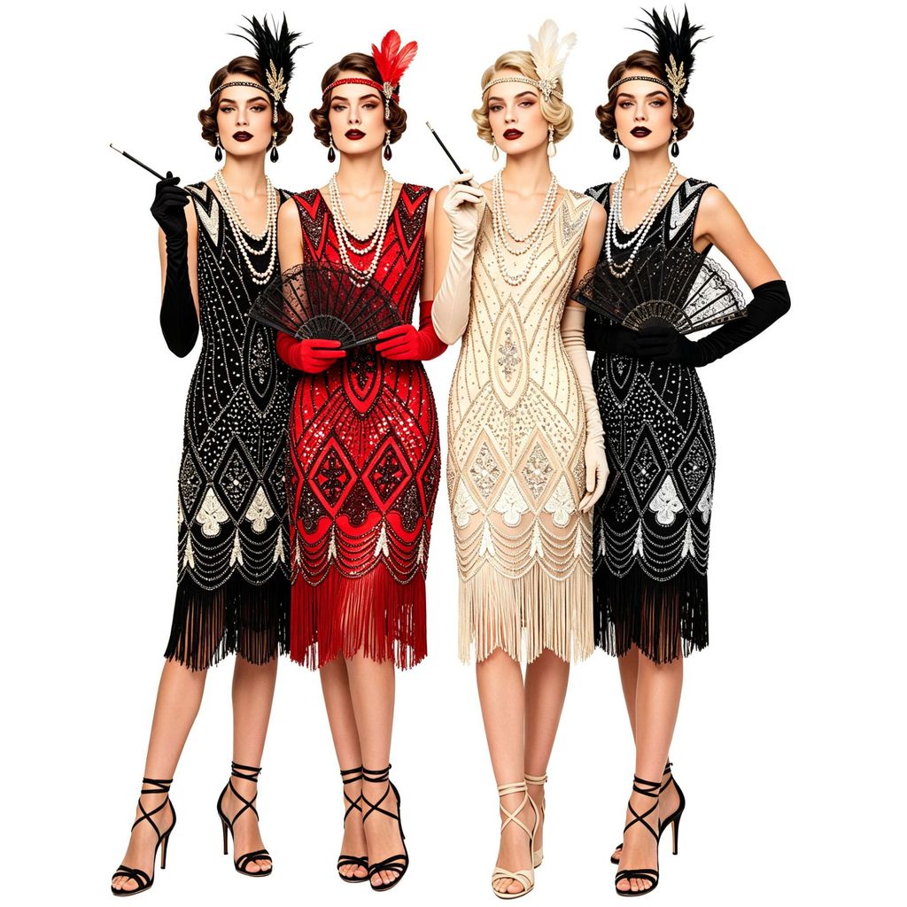 1920s vintage sequin beaded dress with tassels, party dress, stage dress