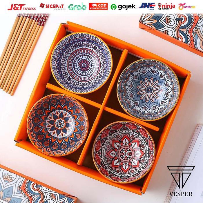 bohemian style ceramic bowl gift box set / hampers mangkok bohemia - HMP BOHEMIA2SET Terlaris