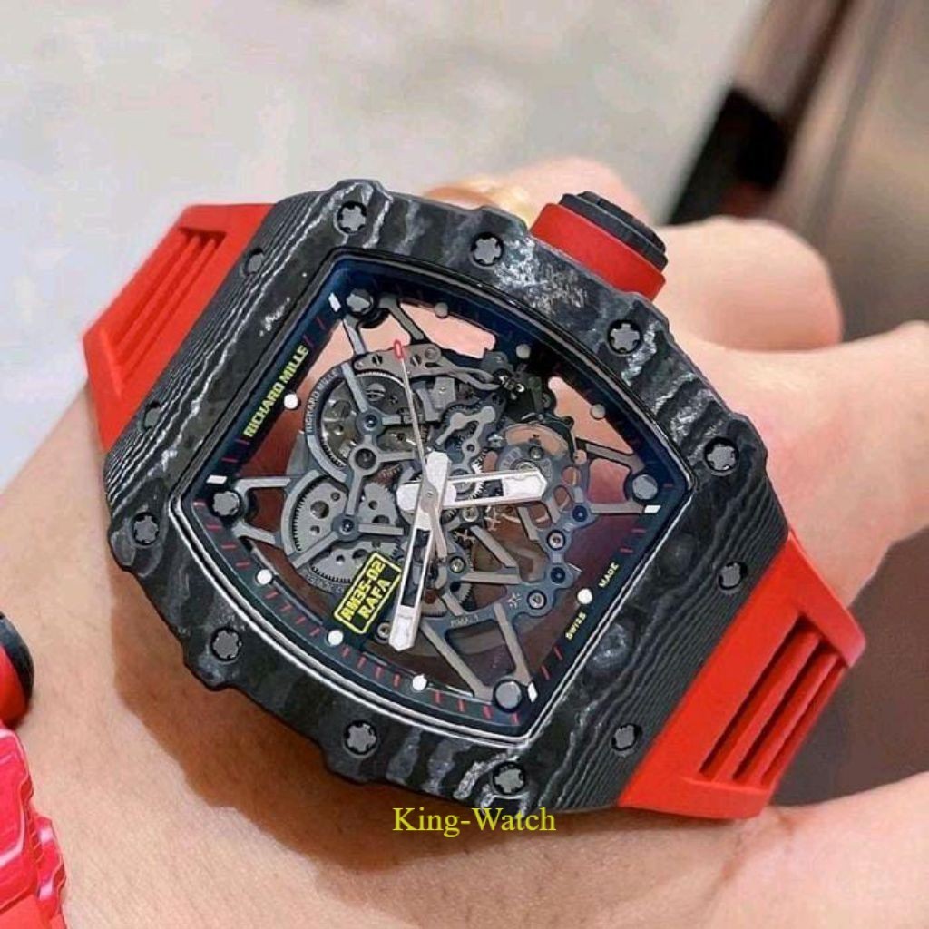 JAM TANGAN MEWAH LUXURI RM 35-02 RAFA AUTOMATIC TOURBILON SWISS CARBON CASE ZF FACTORY 44MM