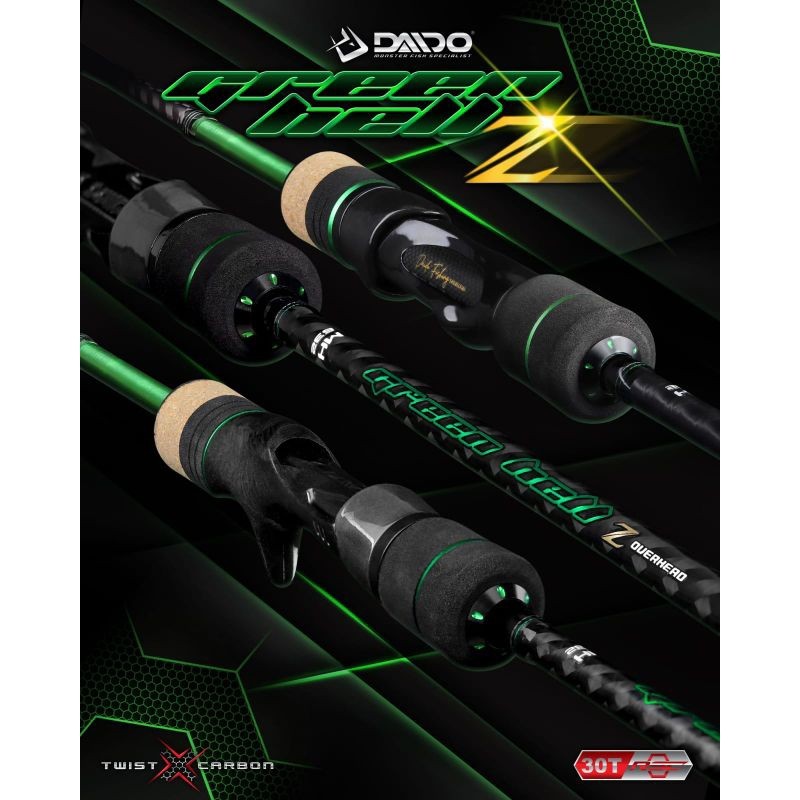 joran pancing daido greenhell 632 type z series jigging carbon solid green hell