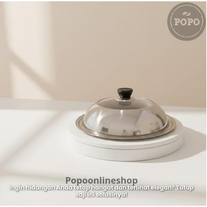 Tutup Wajan Stainless Kaca Kuali Panci Wok Baskom Penutup Kukusan - 32 cm