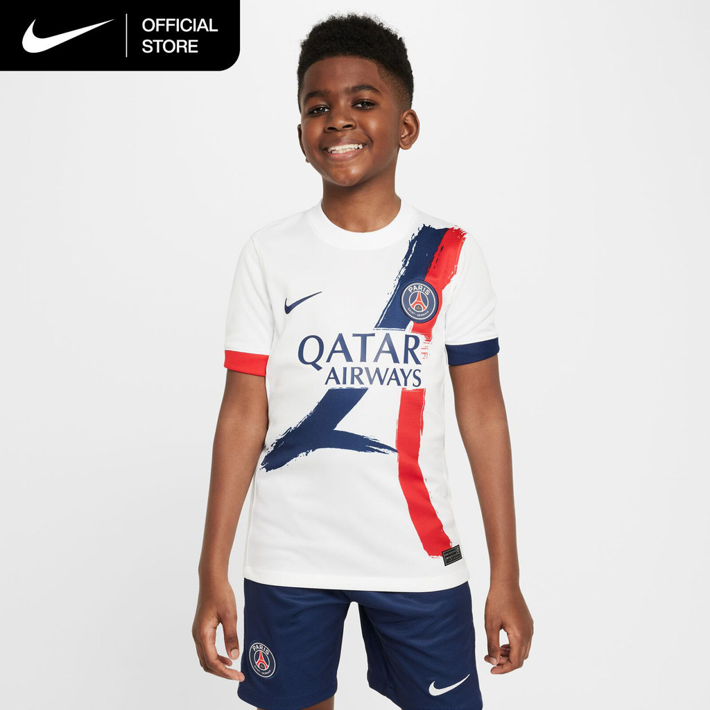 Nike Dri-FIT Older Kids' Paris Saint-Germain 2024/25 Stadium Away Soccer Replica Jersey - White [FN9