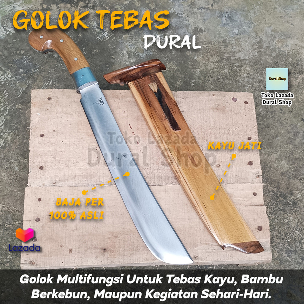Golok Kebun Dural Jepit Fulltang Baja Asli Golok Serbaguna